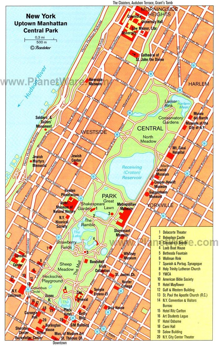 Uptown Manhattan and Central Park - Floor plan map