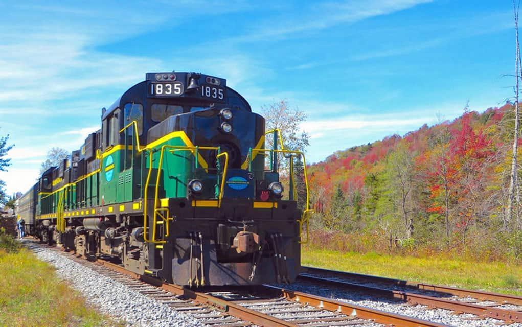 Autumn train Adirondack Scenic Railroad